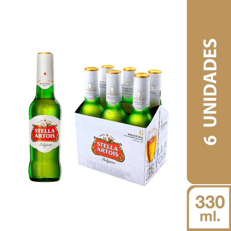 Stella Artois Botella Sixpack 330ml | TaDa Delivery Perú