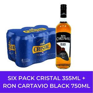 Cristal Lata (355ml) Pack x 6 + Ron Cartavio Black 750 ml