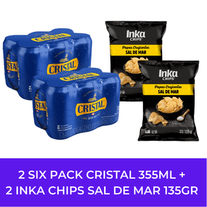2 Cristal Lata (355ml) Pack x 6 + 2 Inka Chips con un toque de sal