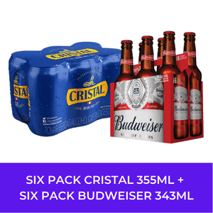 Cristal Lata 355 Pack x 6 + Budweiser 343ml 6 Pack