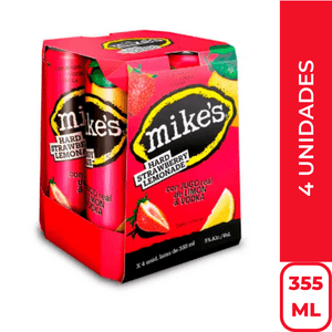 Mike's Hard Strawberry Lata (355ml) Pack x 4